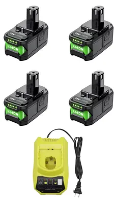 Obrázek produktu pro Dobíjecí baterie, kapacita 9500 mAh, kompatibilní s 18 V, 4 ks, 1 nabíječka