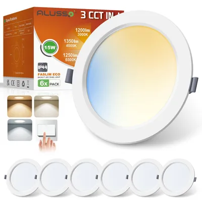 LED-Einbauspot 230V 15W 1350lm IP44 6er-Pack