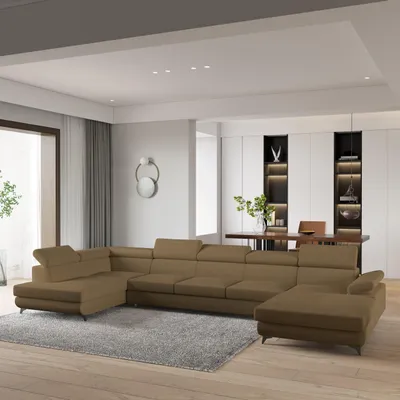 Produktbild von Masseno Ecksofa MONTIVA mit Schlaffunktion U-Form, Sofa mit Bettkasten, Wohnzimmersofa, Couch, Soffa, Bettsofa, Couchgarnitur- Orange, QUELLE 17