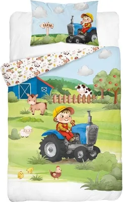 Obrázok produktu pre DETEXPOL Bambusové obliečky do postieľky 3D Farma modrá Bavlna, bambus, 100/135, 40/60 cm