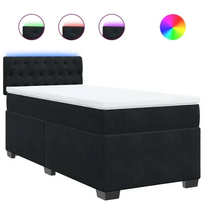 Produktbild von Boxspringbett mit Matratze Schwarz 90x200 cm Samt