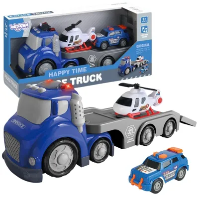 Zdjęcie produktu dla WOOPIE Niebieska Laweta Policyjna City Truck Efekty Dźwiękowe i Świetlne