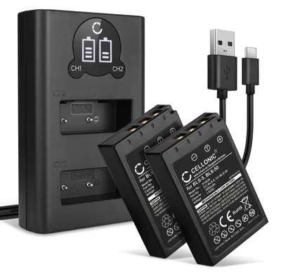 Immagine prodotto di CELLONIC 2x Batteria per Fotocamera Compatibile con Olympus Pen E-PL8, Pen E-PL7, OM-D E-M10 Mark II, BLS-50 – (1000mAh, 7.4V) + Caricabatterie Doppio