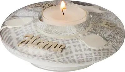 Produktbild von Gilde Teelichtleuchter Ufo Mini "Grey Ornaments" Bella Vita 72075