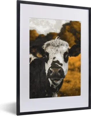 Produktbild von MuchoWow® MuchoWow® Gerahmtes Poster Kuh - Querformat - Schwarz 30x40 cm - Poster mit zchwarzem Bilderrahmen - Wandposter Schlafzimmer