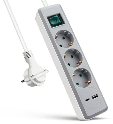 Immagine prodotto di Ciabatta multipresa EXTRASTAR con 3 prese e 2 porte USB (USB A + USB C), MAX