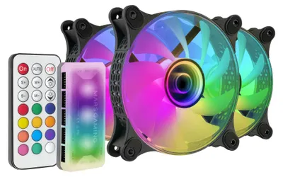 Image de Pack 3 ventilateurs Mars Gaming MF-3DKIT/ 12cm + HUB + Télécommande/ ARGB/ Noir