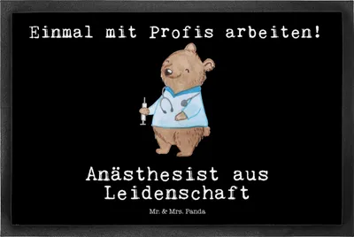 Produktbild von Mr. & Mrs. Panda Schmutzmatte Anästhesist Leidenschaft 50 x 75 cm - Schwarz - Geschenk, fußmatte, Sauberlaufmatte, Fußabtreter, Schmutzfangmatte, Anästhesie, Fussmatte