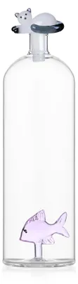Dekorative Glasflasche mit Katzenmotiv, 1,2 L, handgefertigt
