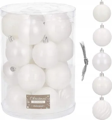 Obrázek produktu pro Vánoční baňky bílé mix - 6cm, sada 20ks