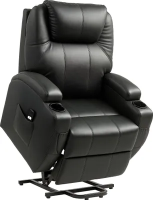 Produktbild von HOMCOM Aufstehsessel Sessel mit Aufstehhilfe Kunstleder Metall Schwarz