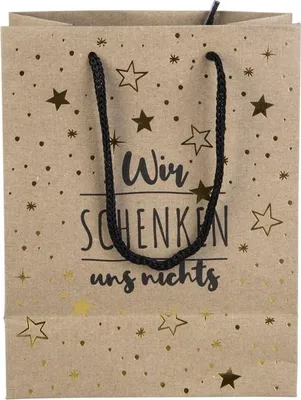 Produktbild von Weihnachts-Geschenktüte mit Sternen und humorvoller Aufschrift, 2 Stück