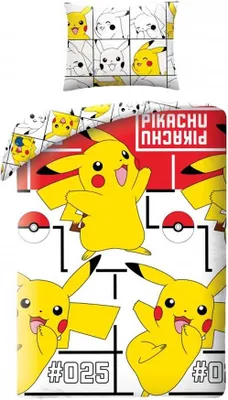 Obrázek produktu pro Bavlněné povlečení 140x200 Pokémoni žlutý povlak na polštář 70x90 Děti 12 Halantex