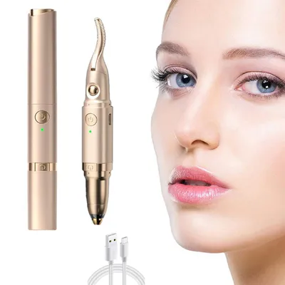 Produktbild von Wimpernzangen, 2 in 1 elektrische Wimpernzange, 2 Temperaturmodi, Typ-C-Schnittstelle, für Augenbrauen formen und Wimpern kräuseln, Champagner-Gold