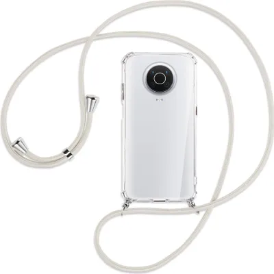 Produktbild von Handykette Backcover-Schutzhülle mit Band (Metall silberfarben) für Nokia G10, G20 (Nokia 6.3) - broken white