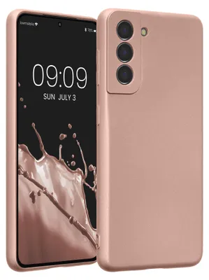 Produktbild von kwmobile Handyhülle für Samsung Galaxy S21 Hülle - weiche Silikon Case metallisch schimmernd - Schutzhülle Cover - Metallic Rosegold