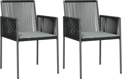 Produktbild von vidaXL Gartenstühle mit Kissen 2 Stk. Schwarz 54x60,5x83,5 cm