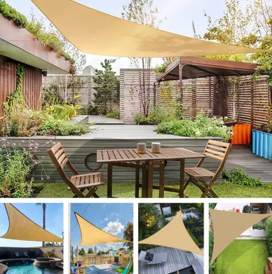 Produktbild von 1 Set 3X3X3M Dreieckiges Sonnensegel 98 % UV-Schutz Sonnenschutz für Terrasse, Pool, Strand, Garten, Sonnenschutzzelte