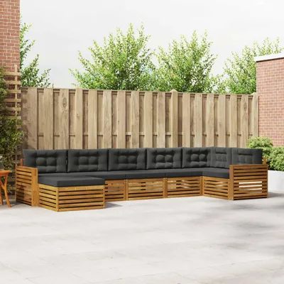 Produktbild von "Neues Produkt" Sofagarnituren - CLORIS - Terrassen-Sofa - 7 pcs - Natur und Anthrazit Massivholz Akazie - Modern Gartensofas V1475