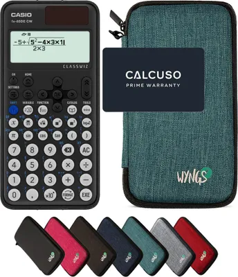 Produktbild von Casio fx-85DE CW ClassWiz inkl. WYNGS Schutztasche Türkis - Wissenschaftlicher Taschenrechner - Basic Set