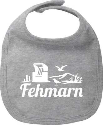 Produktbild von Huuraa Baby Lätzchen Fehmarn Strandmotiv Heather Grey Klettverschluss  Baumwolle Latz Geschenkidee