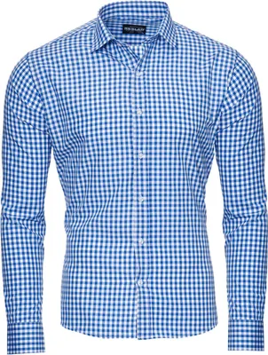 Produktbild von Reslad Herren Hemd Vichy Karomuster Langarmhemd RS-7007 Blau XL