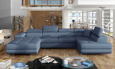Produktbild von NABBI Ecksofa U mit Zerlegung Rossano U P - blau (fest 77)