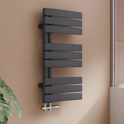 Produktbild von S'AFIELINA 762x400mm Design Badheizkörper Handtuchheizkörper Flach Paneel Seitenanschlusss Heizkörper für Bad Handtuchtrockner Anthrazit 342 Watt
