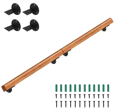 Obrázok produktu pre Vigevee, zábradlie na stenu, borovicové drevo, 180 cm, priemer 5 cm, možné prepojiť do dlhšieho zábradlia, protisklovzové zábradlie vhodné do chodby, kúpeľne a na schody