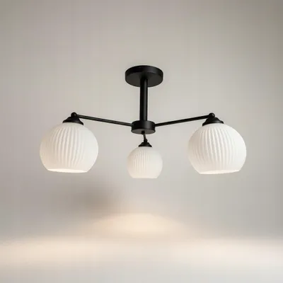 Zdjęcie produktu dla Euro-Lamp Lampa Sufitowa Uno 3 Czarny Klosz Biały Prążek 3X60W PRODUCENT