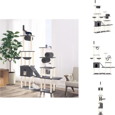 Zdjęcie produktu dla vidaXL Drapak z sizalowymi słupkami do drapania ciemnoszary 279 cm - Drapaki