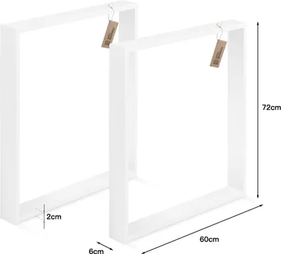 Produktbild von 2x Tischgestell 60x72cm Tischbeine Stahl Tischuntergestell Esstischgestell Tischfuß Hairpin Tisch Weiß