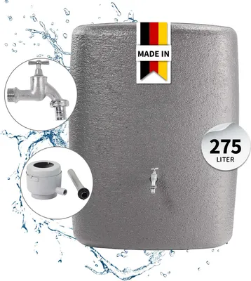 Produktbild von GARANTIA TERRANOVA Komplett-Set 275 Liter graphite grey inkl. Chrom-Auslaufhahn und Fallrohranschluss