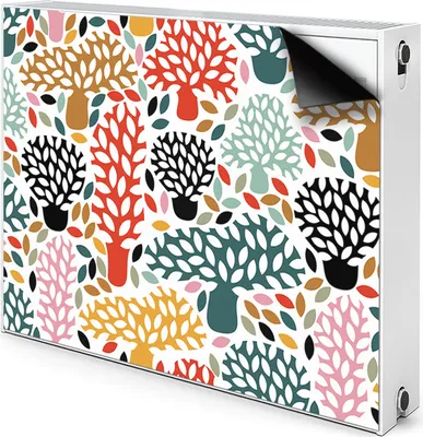 Produktbild von Magnet Radiator Magnet Mat Heizkörperverkleidung Heizkörper-Abdeckung Heizung 110x60 cm  - Gekritzel, Bäume