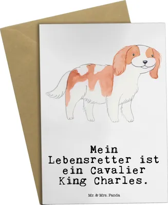 Produktbild von Mr. & Mrs. Panda jubiläumskarte Cavalier King Charles Spaniel Lebensretter - Weiß - Geschenk, weihnachtskarten, babykarte, osterkarte, einladungskarten, hochzeitskarten