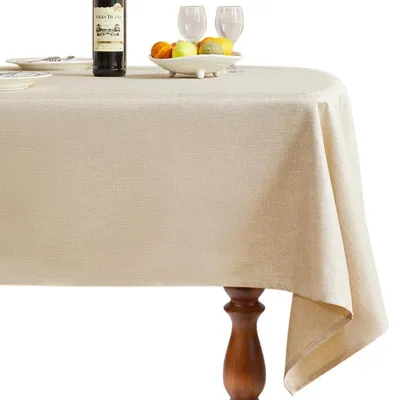 Obrázek produktu pro Obdélníková lněná ubrus, béžová barva, 140 x 160 cm, jednobarevná