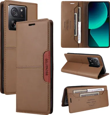 Produktbild von Handyhülle für Xiaomi 13T / 13T Pro Hülle, Leder Flip Wallet Kartenfach Stand Schutzhülle Braun