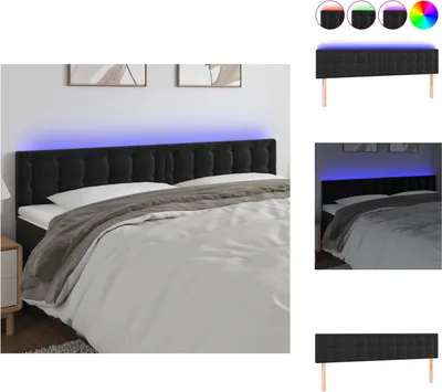 Produktbild von vidaXL LED Kopfteil Schwarz 200x5x78/88 cm Samt -  Kopf- & Fußenden