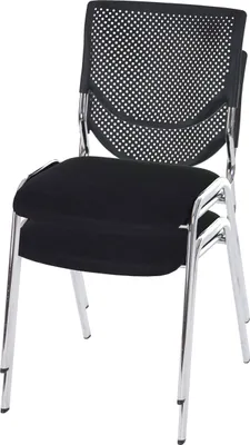 Zdjęcie produktu dla zestaw 2 krzeseł dla gości T401, krzesło konferencyjne z możliwością sztaplowania, tkanina/tkanina ~ siedzisko czarne, chromowane nóżki