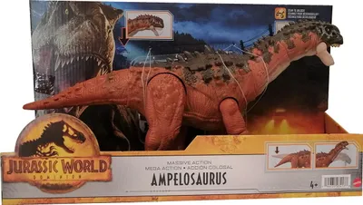 Obrázek produktu pro Mattel HDX50 Jurassic World Dominion Ampelosaurus pravěké monstrum dinosaurus býložravec hnědý pohyblivá hrací figurka vytahovací DNA skenovací karta