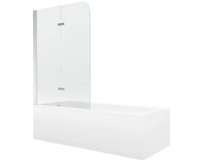 Zdjęcie produktu dla Mexen Vega wanna prostokątna 150 x 70 cm z obudową i parawanem 2-skrzydłowym 100 cm, transparent, chrom - 550115070X9010020100