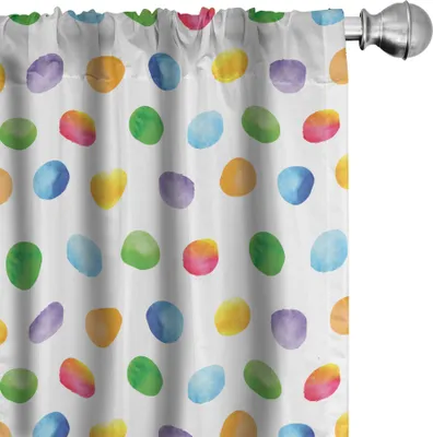 Obrázok produktu pre ABAKUHAUS Akvarelové závesy, záclony, abstraktný štetec, škvrny, geometrický vzor, zašpinené pozadie, 2 kusy 75 x 175 cm, viacfarebné