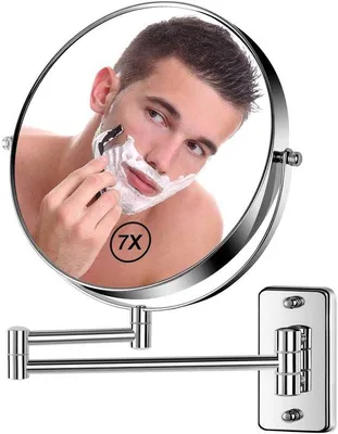 Image de Miroir mural pivotant à 360 degrés pour salle de bains, 20,3 cm, chromé, à 7 miroirs, rabattable