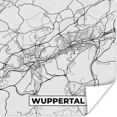Produktbild von MuchoWow® Poster Karte - Wuppertal- Karte - Deutschland - Stadtplan 50x50 cm - Wohnzimmerdekoration
