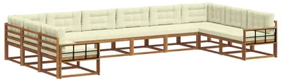 Produktbild von vidaXL Outdoor-Sofagarnitur mit Kissen 10 pcs Natur und Creme