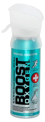 Produktbild von Boost Oxygen Sauerstoffdose 95% reiner Sauerstoff mit Menthol-Eukalyptus-Aroma 4x3L
