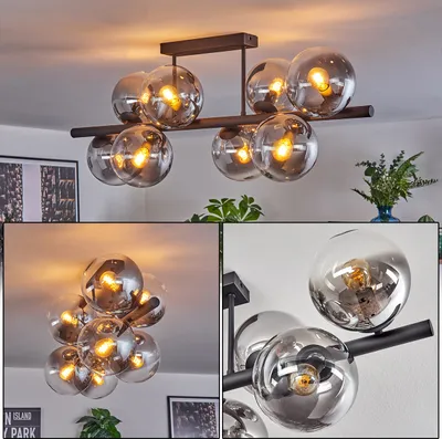 Produktbild von Fossobiubo Deckenlampe aus Metall/Glas in Schwarz/Rauchfarben/Klar