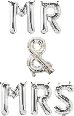 Image de Ballon en aluminium avec inscription « Mr & Mrs », argent, env. 40 cm, à gonfler à l'air