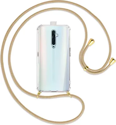 Produktbild von Handykette Backcover-Schutzhülle mit Band (Metall goldfarben) für Oppo Reno2 Z / Reno2 F - caramel