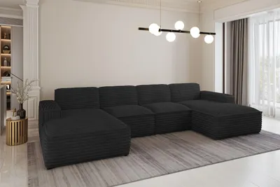 Produktbild von Kaiser Möbel Ecksofa U-Form Siena mit Stoff Velo SCHWARZ